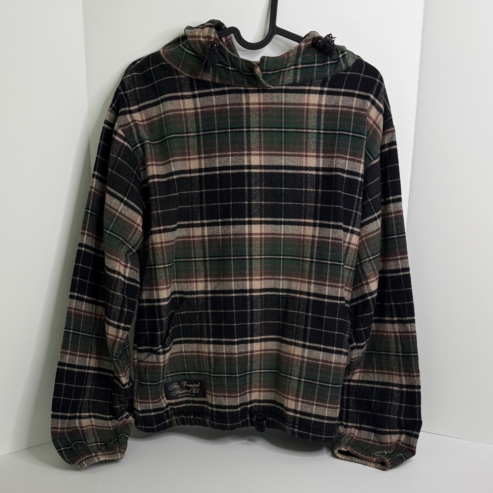 Vermont Flannel Co Green Black Plaid Hooded Men's XS Sweatshirt hoodie